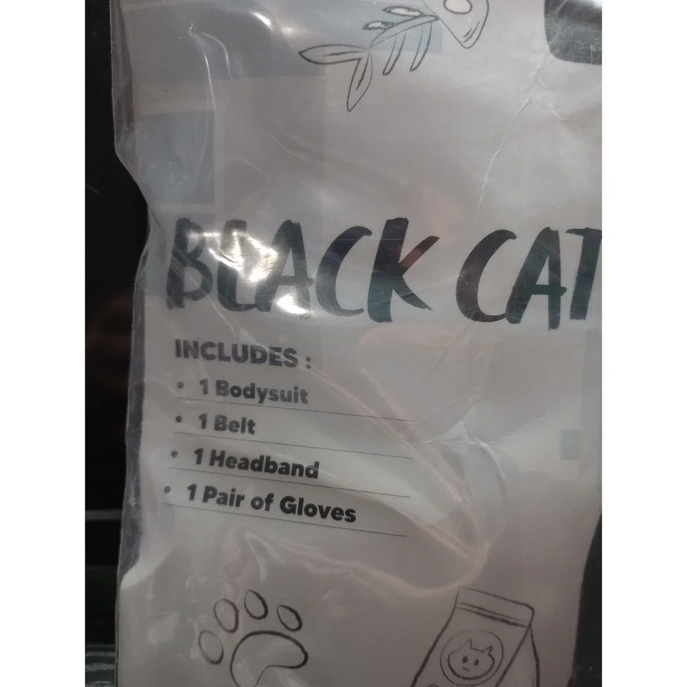 Girls Black Cat Costume Medium‎ 8-10 Spooktacular Creations Bodysuit Belt Gloves
